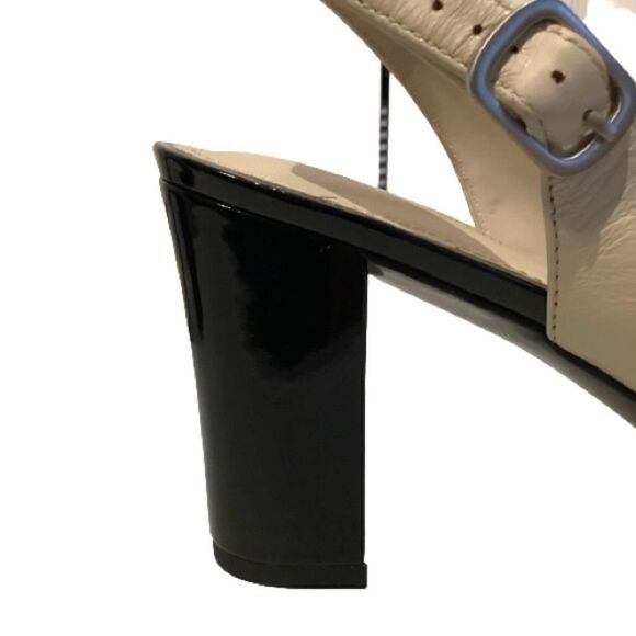 NATURALIZER PEEP TOE SLINGBACK BLACK AND CREAM LEATHER HEELS SIZE 9 NWOT‎ - Picture 4 of 9